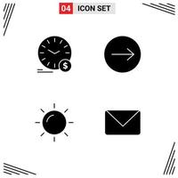 Set of 4 Modern UI Icons Symbols Signs for time rise wallclock transfer twitter Editable Vector Design Elements