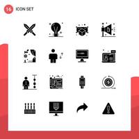 Mobile Interface Solid Glyph Set of 16 Pictograms of wedding arch gadget marketing ad Editable Vector Design Elements