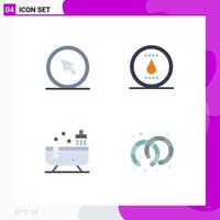 Set of 4 Modern UI Icons Symbols Signs for click bathroom point nature shower Editable Vector Design Elements