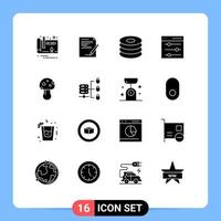 Set of 16 Commercial Solid Glyphs pack for nature user dish settings communication Editable Vector Design Elements