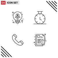 Group of 4 Filledline Flat Colors Signs and Symbols for business phone funding time plan Editable Vector Design Elements
