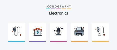 Electronics Line Filled 5 Icon Pack Including . mouse. cctv. computer. plug. Creative Icons Design vector