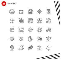 25 iconos creativos signos y símbolos modernos de hacha ejecutando elementos de diseño vectorial editables de código de archivo seo vector