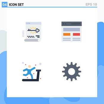 4 Flat Icon concept for Websites Mobile and Apps key user document header gym Editable Vector Design Elements