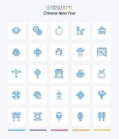 creativo paquete de iconos azules del año nuevo chino 25 como fruta. chino. chino. porcelana. té vector