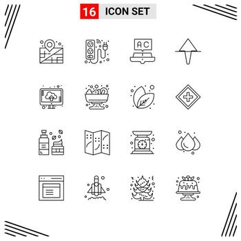 grupo de 16 esquemas modernos establecidos para elementos de diseño de vectores editables de estudio en casa de libros de computadora
