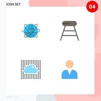 paquete de 4 signos y símbolos de iconos planos modernos para medios de impresión web, como elementos de diseño de vectores editables en la nube del mundo mundial de comida global