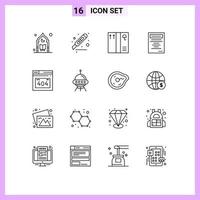 16 iconos creativos signos y símbolos modernos de http error error oficina libro de estudio elementos de diseño vectorial editables vector