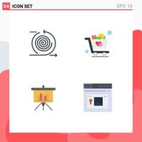 Universal Icon Symbols Group of 4 Modern Flat Icons of business presentation management love powerpoint Editable Vector Design Elements