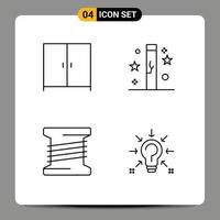 Line Pack of 4 Universal Symbols of furniture coil celebration holidays bulb Editable Vector Design Elements