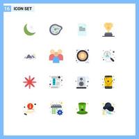 16 Universal Flat Color Signs Symbols of mountain award physics worker report Editable Pack of Creative Vector Design Elements