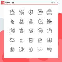 Set of 25 Modern UI Icons Symbols Signs for bag develop budget coding app Editable Vector Design Elements