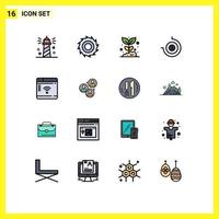 16 iconos creativos signos y símbolos modernos de iot reloj agricultura cronómetro planta elementos de diseño de vectores creativos editables