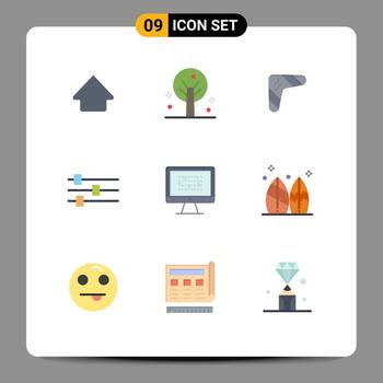 conjunto de pictogramas de 9 colores planos simples de ddos graphy boomerang diseño de herramientas elementos de diseño vectorial editables vector