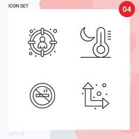 Mobile Interface Line Set of 4 Pictograms of choose nosmoking select moon no Editable Vector Design Elements