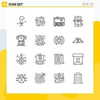 Set of 16 Modern UI Icons Symbols Signs for pencil education marriage card website fundraising Editable Vector Design Elements