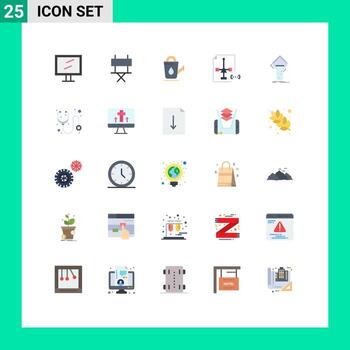 Mobile Interface Flat Color Set of 25 Pictograms of lab file bathroom document develop Editable Vector Design Elements