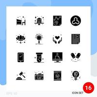 Pictogram Set of 16 Simple Solid Glyphs of chinese currency property blockchain report Editable Vector Design Elements