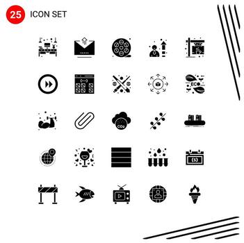 25 concepto de glifo sólido para sitios web móviles y aplicaciones etiqueta velocímetro carga rendimiento pintura elementos de diseño vectorial editables vector