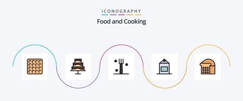 paquete de iconos planos llenos de línea de alimentos 5 que incluye. vajilla. pan. pan vector