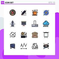 Group of 16 Flat Color Filled Lines Signs and Symbols for expense consumption stationary money global Editable Creative Vector Design Elements