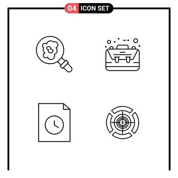 4 Creative Icons Modern Signs and Symbols of search file bag case dart Editable Vector Design Elements