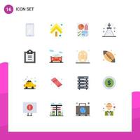 Modern Set of 16 Flat Colors and symbols such as technology network double communications page Editable Pack of Creative Vector Design Elements