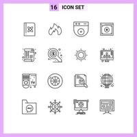 Modern Set of 16 Outlines and symbols such as page online cam law copyright Editable Vector Design Elements