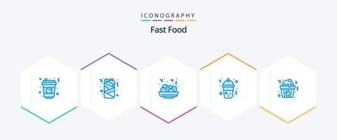 Fast Food 25 Blue icon pack including . food. salad. cupcake. fast food vector