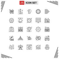 25 iconos creativos signos y símbolos modernos de moneda derecha cerebro flecha joyería elementos de diseño vectorial editables vector