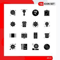 Stock Vector Icon Pack of 16 Line Signs and Symbols for idea gear men cog complete Editable Vector Design Elements