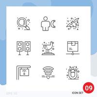 Set of 9 Vector Outlines on Grid for bird speaker bat products devices Editable Vector Design Elements