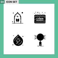 4 User Interface Solid Glyph Pack of modern Signs and Symbols of islam sign prayer cyber spring Editable Vector Design Elements