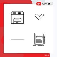 4 iconos creativos signos y símbolos modernos de copia resta la dirección de la impresora documento elementos de diseño vectorial editables vector