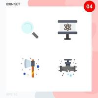 Set of 4 Vector Flat Icons on Grid for find tomahawk atom space mechanical Editable Vector Design Elements