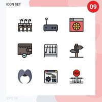 Pictogram Set of 9 Simple Filledline Flat Colors of love direction setting science physics Editable Vector Design Elements