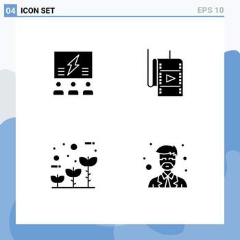 4 Solid Glyph concept for Websites Mobile and Apps brainstorming studio solution thinking eco Editable Vector Design Elements