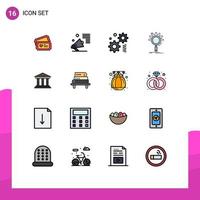 Universal Icon Symbols Group of 16 Modern Flat Color Filled Lines of bank process promote optimization seo Editable Creative Vector Design Elements