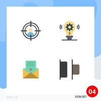 4 Thematic Vector Flat Icons and Editable Symbols of target sms bulb setting distribute Editable Vector Design Elements