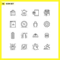 Stock Vector Icon Pack of 16 Line Signs and Symbols for book learning app education programming Editable Vector Design Elements