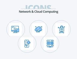 Network And Cloud Computing Blue Icon Pack 5 Icon Design. locked. technology. computing. image. cloud vector