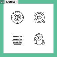 Set of 4 Modern UI Icons Symbols Signs for car language no hosting language course Editable Vector Design Elements