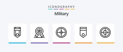 paquete de iconos de línea militar 5 que incluye placa. soldado. insignias. militar. ejército. diseño de iconos creativos vector
