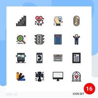 Set of 16 Modern UI Icons Symbols Signs for search engine brain touch biometric Editable Creative Vector Design Elements