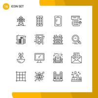 User Interface Pack of 16 Basic Outlines of coins party mobile event calendar Editable Vector Design Elements