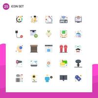 Pack of 25 Modern Flat Colors Signs and Symbols for Web Print Media such as layers arrange write wireless keyboard Editable Vector Design Elements