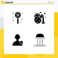 4 Creative Icons Modern Signs and Symbols of candy architecture olive basic building Editable Vector Design Elements