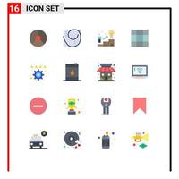 Group of 16 Flat Colors Signs and Symbols for favorite layout science grid idea Editable Pack of Creative Vector Design Elements