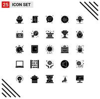 Solid Glyph Pack of 25 Universal Symbols of scale bulb save idea sweets Editable Vector Design Elements