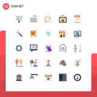 paquete de 25 signos y símbolos de colores planos modernos para medios de impresión web, como elementos de diseño de vectores editables de fiesta de campaña y carretera de celebración